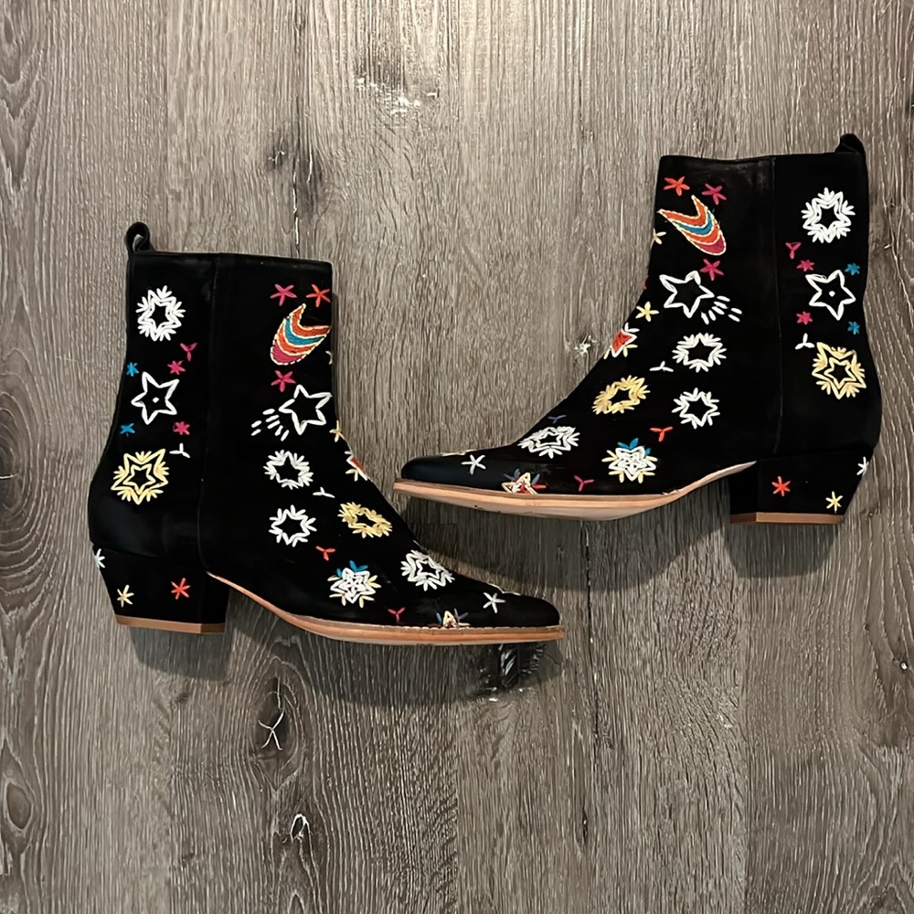 Brand new Free People suede booties. Size 8.5. Colorful star patterns & stiching